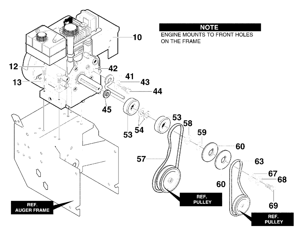 Engine Assembly Diagram and Parts List for 2000 Briggs and Stratton Snow Blower
